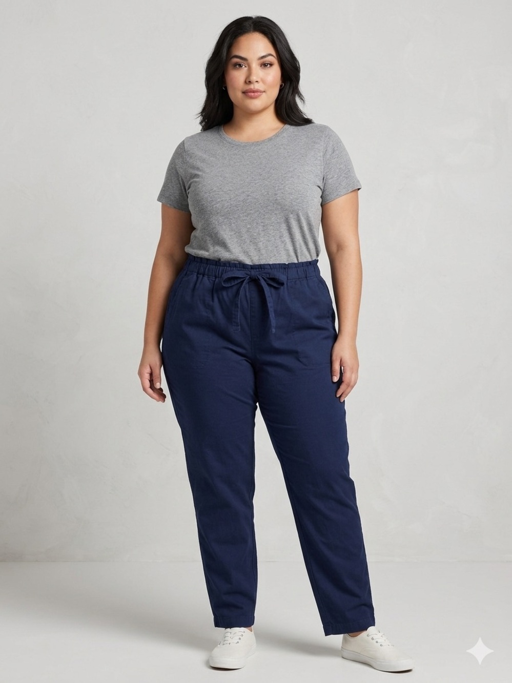 Draper James Navy Straight-Leg Drawstring Pants